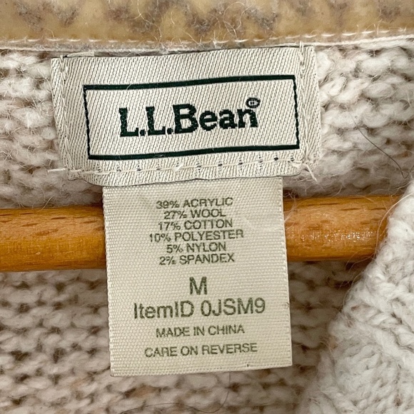 L.L. Bean Women's Hooded Cable Knit Cardigan - Beige - Picture 3 of 15